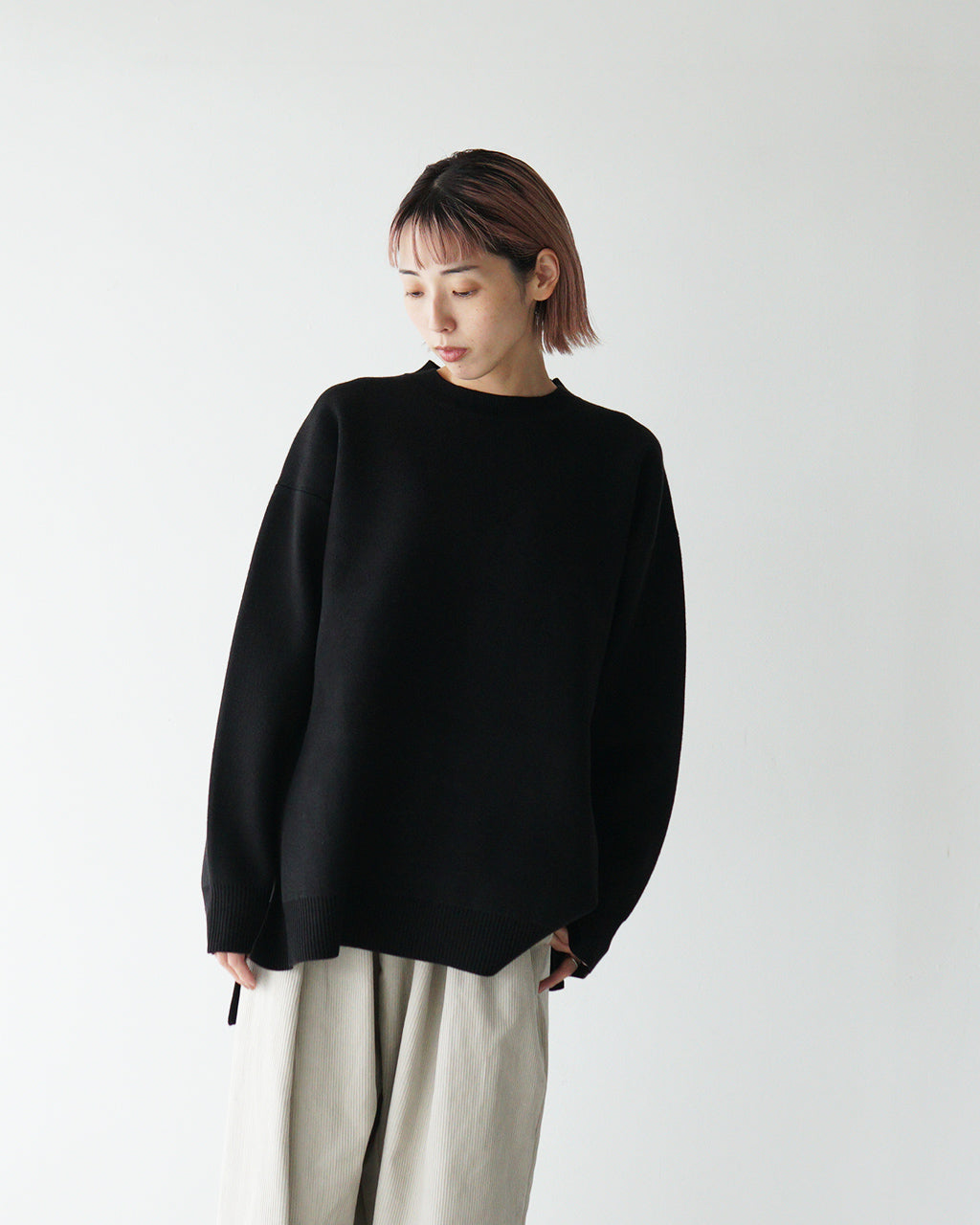 【SALE！20%OFF】mizuiro ind ミズイロインド ニット クルーネック ワイドチュニック CREW NECK WIDE TUNIC セーター 4-220066【送料無料】