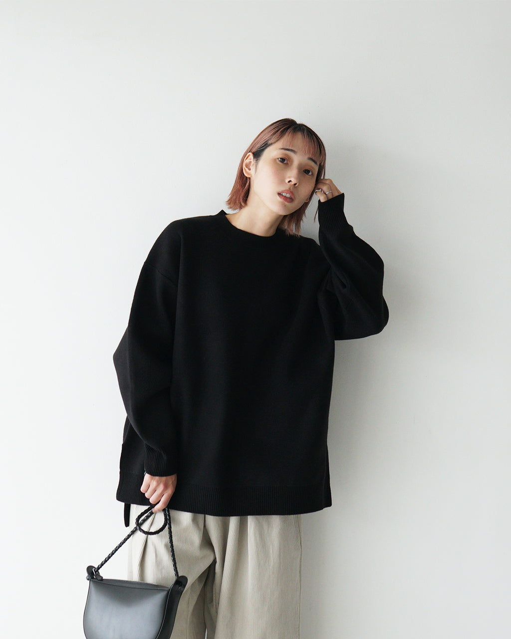 【SALE！20%OFF】mizuiro ind ミズイロインド ニット クルーネック ワイドチュニック CREW NECK WIDE TUNIC セーター 4-220066【送料無料】