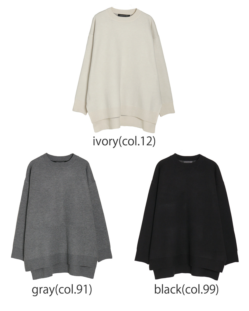 mizuiro ind ミズイロインド ニット クルーネック ワイドチュニック CREW NECK WIDE TUNIC セーター 4-220066【送料無料】