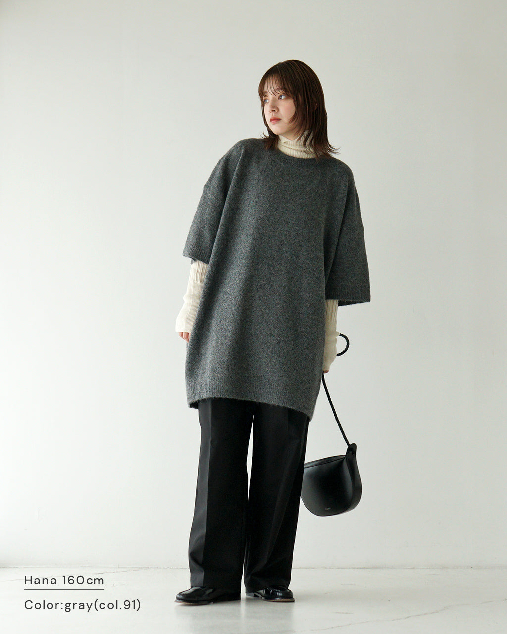 【SALE！20%OFF】mizuiro ind ミズイロインド チュニック クルーネック オーバーシルエット ニット CREW NECK TUNIC 4-220076