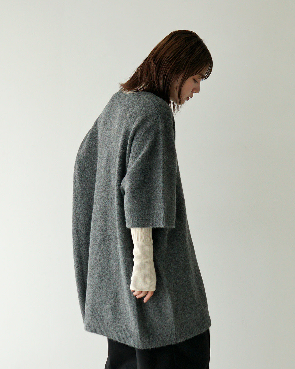 【SALE！20%OFF】mizuiro ind ミズイロインド チュニック クルーネック オーバーシルエット ニット CREW NECK TUNIC 4-220076