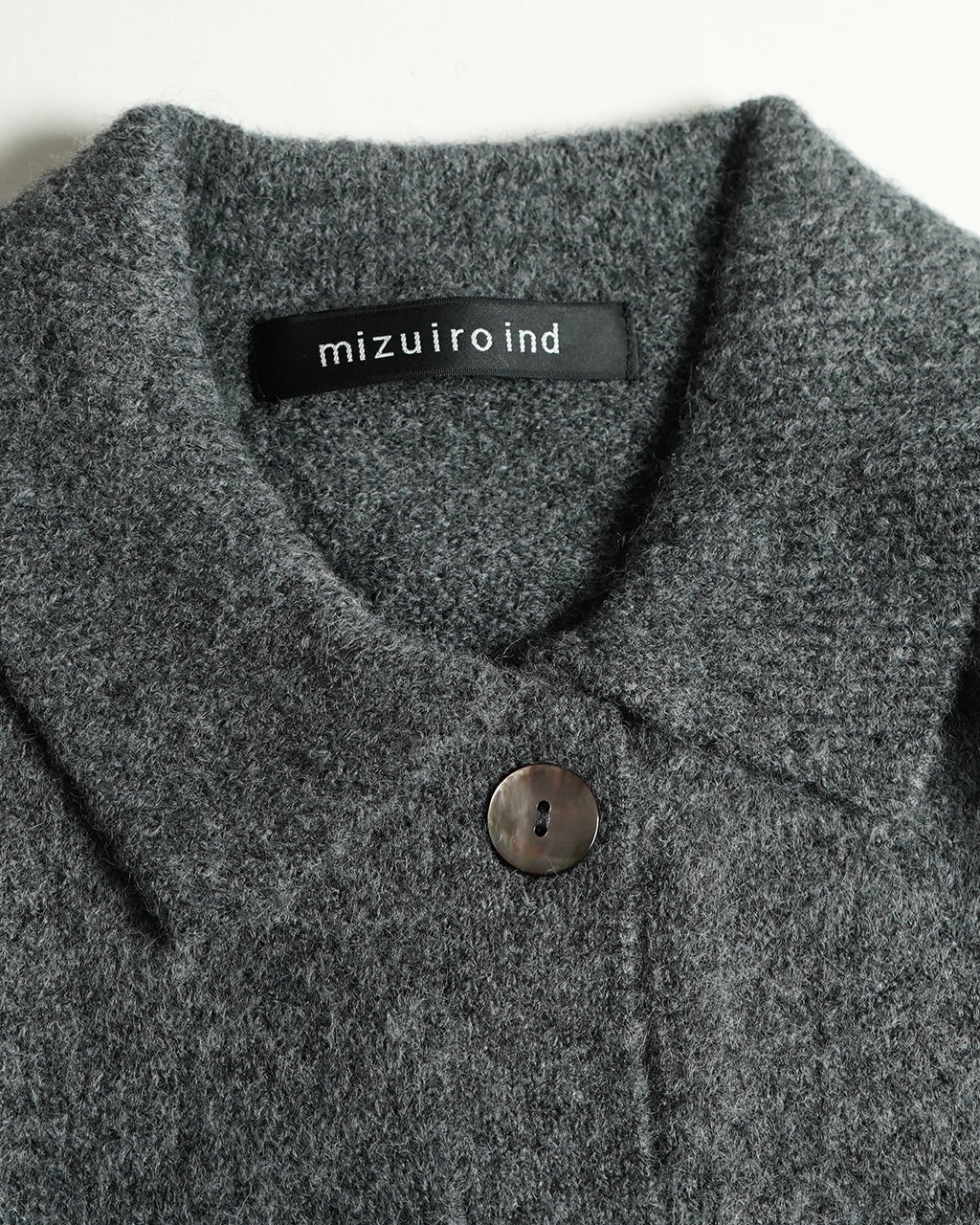 【SALE！20%OFF】mizuiro ind ミズイロインド 襟付きショートカーディガン  short C/D with collar レギュラーカラー ニット 4-220077【送料無料】