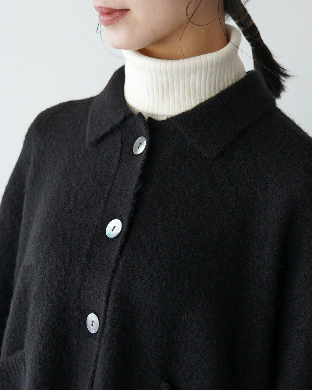 【SALE！20%OFF】mizuiro ind ミズイロインド 襟付きショートカーディガン  short C/D with collar レギュラーカラー ニット 4-220077【送料無料】