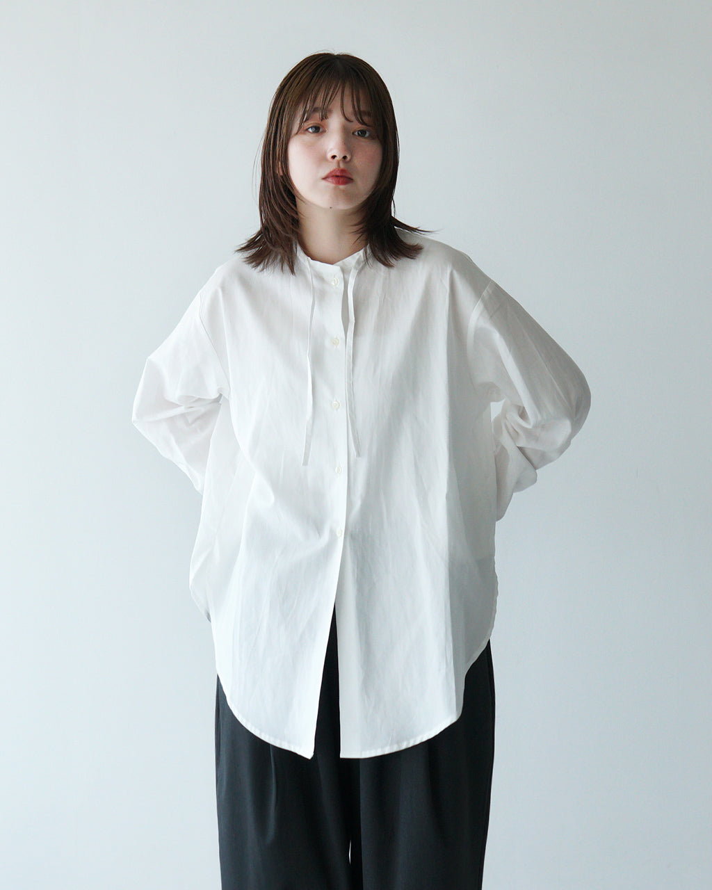 mizuiro ind ミズイロインド リボンシャツ リボンタイ チュニック RIBBON TIE SHIRT TUNIC 4-230042【送料無料】