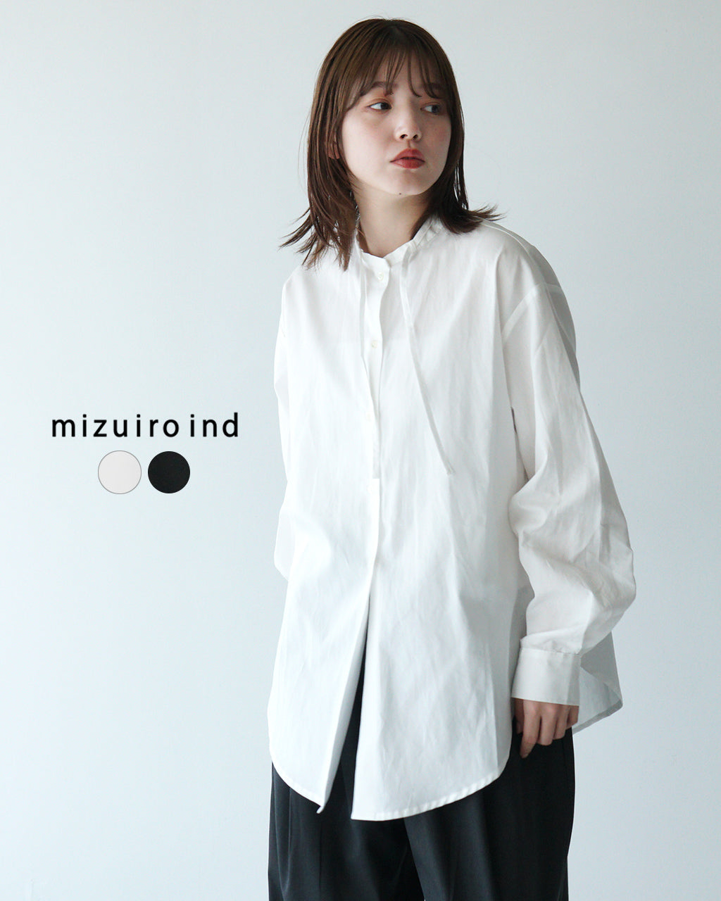 mizuiro ind ミズイロインド リボンシャツ リボンタイ チュニック RIBBON TIE SHIRT TUNIC 4-230042【送料無料】