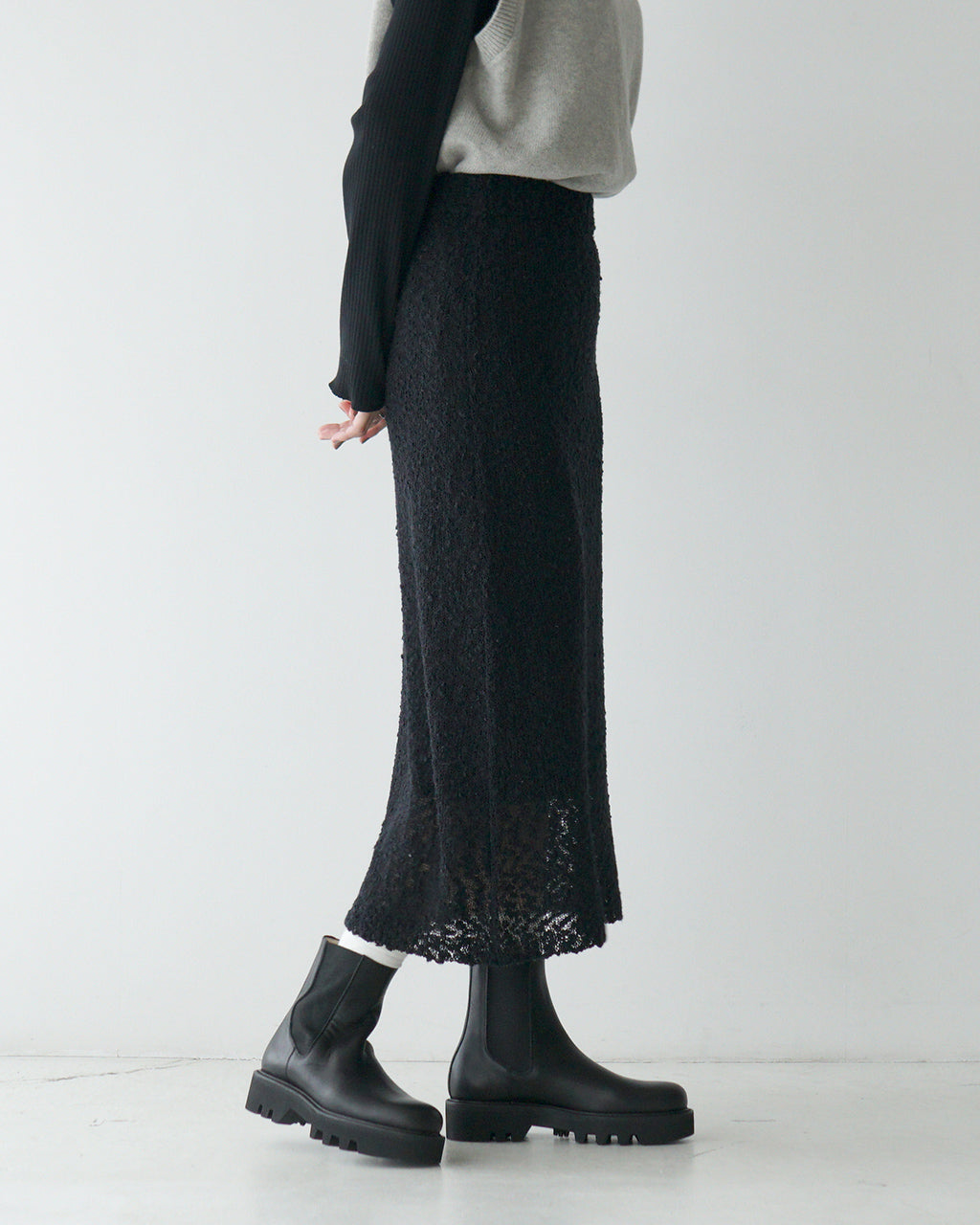 【SALE！40%OFF】mizuiro ind ミズイロインド タイトスカート スラブヤーン ロングスカート レディース SLUB YARN LONG SKIRT シアー 4-260035【送料無料】