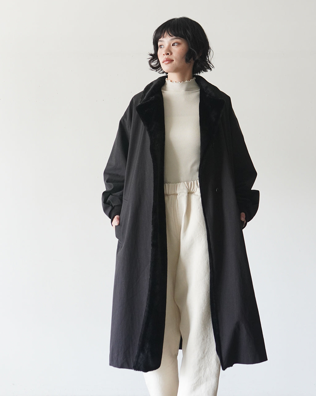 ミズイロインド mizuiro ind バックボアコート ロングコート