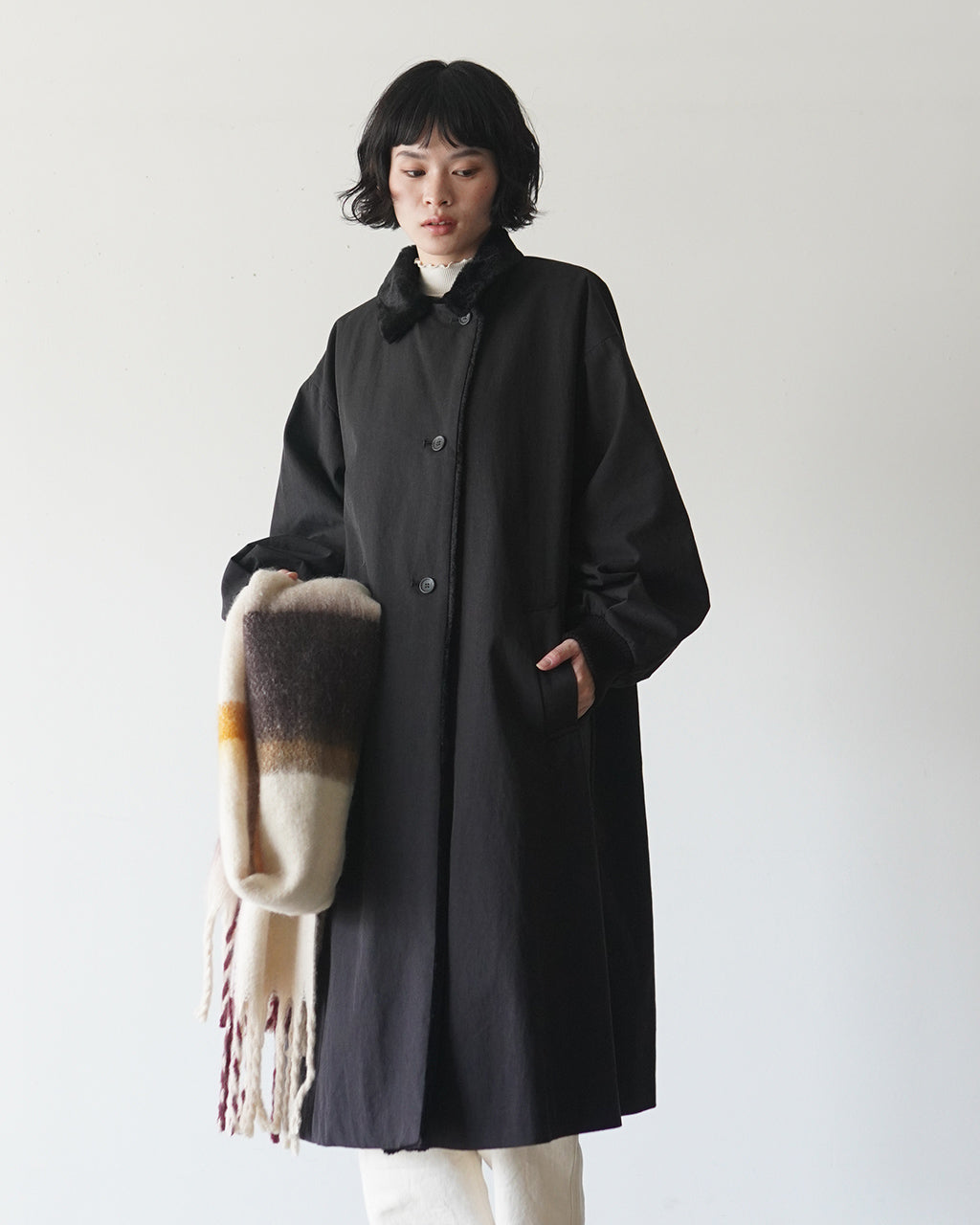 ミズイロインド mizuiro ind バックボアコート ロングコート