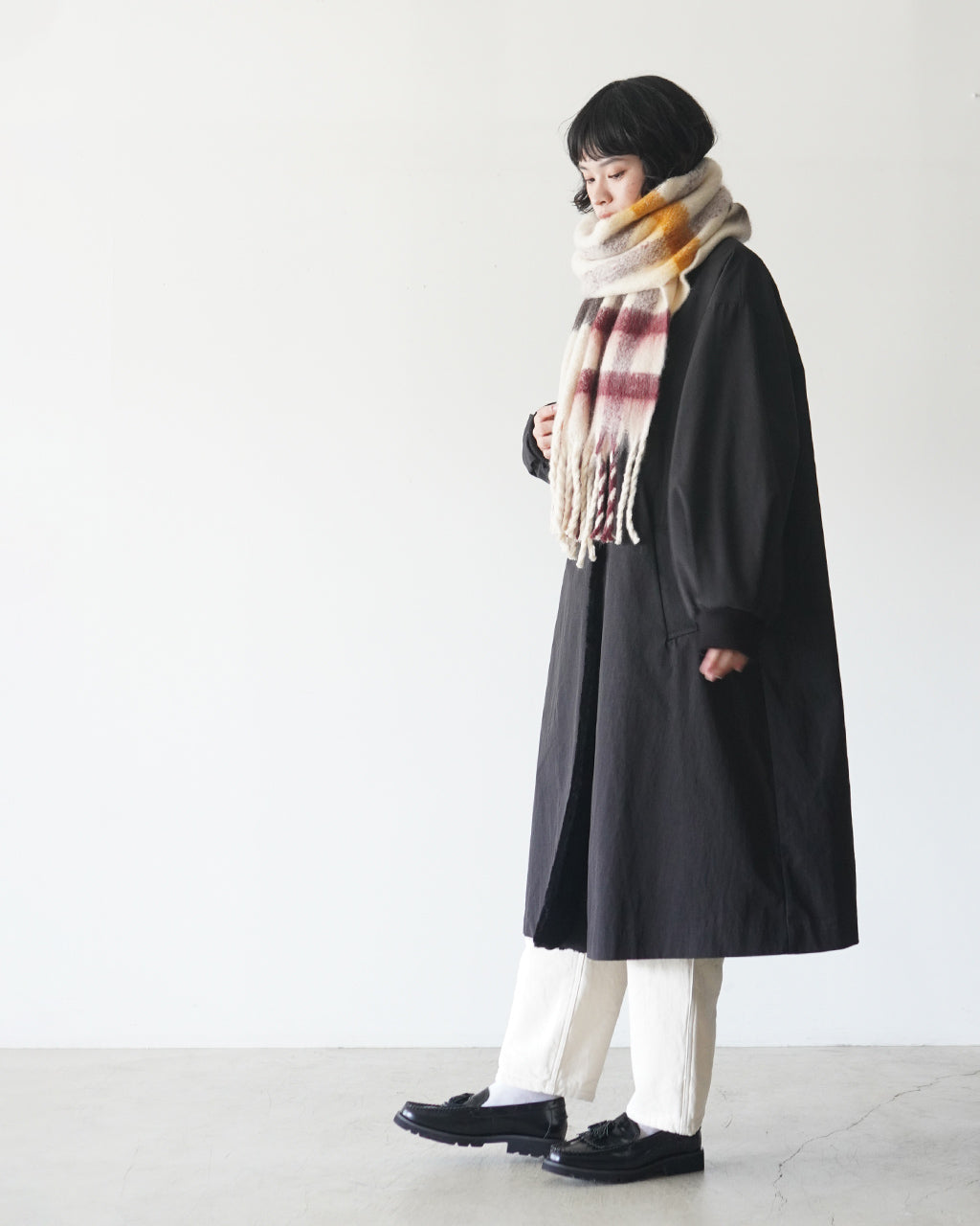 ミズイロインド mizuiro ind バックボアコート ロングコート