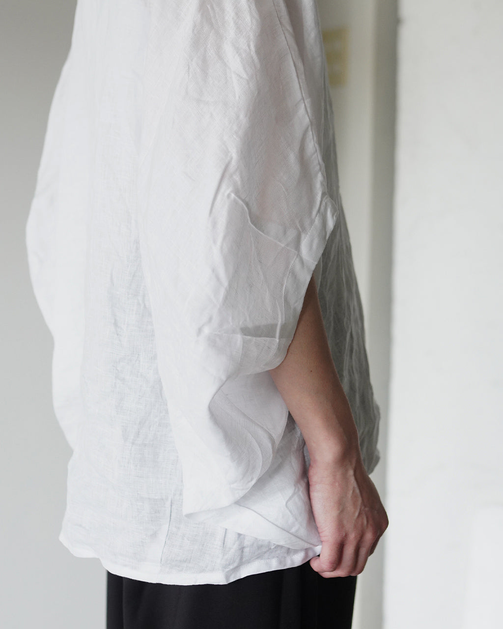 mizuiro ind ミズイロインド linen stand collar cocoon リネンスタンドカラーコクーンシャツ | Crouka(クローカ)