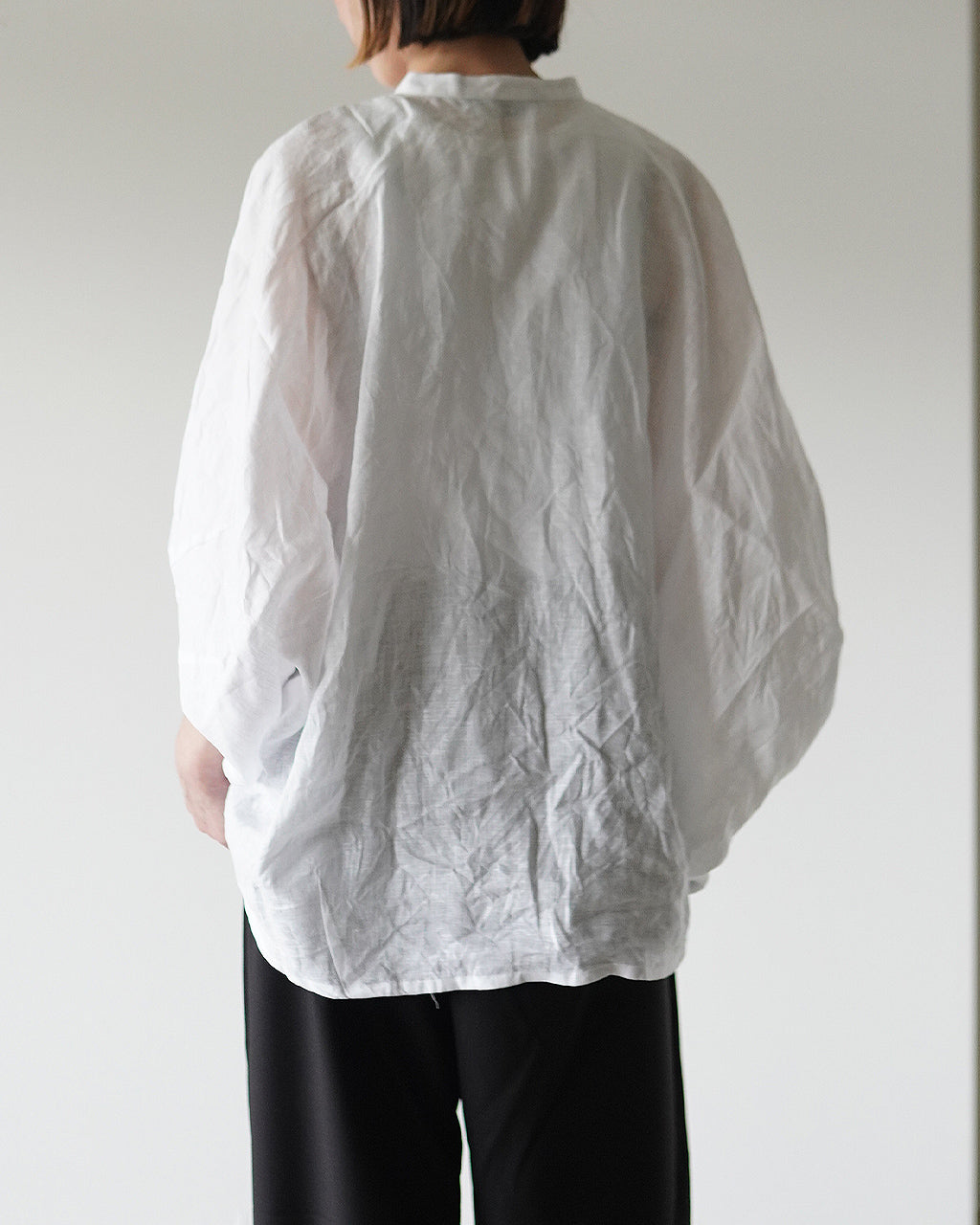 mizuiro ind ミズイロインド linen stand collar cocoon リネンスタンドカラーコクーンシャツ | Crouka(クローカ)