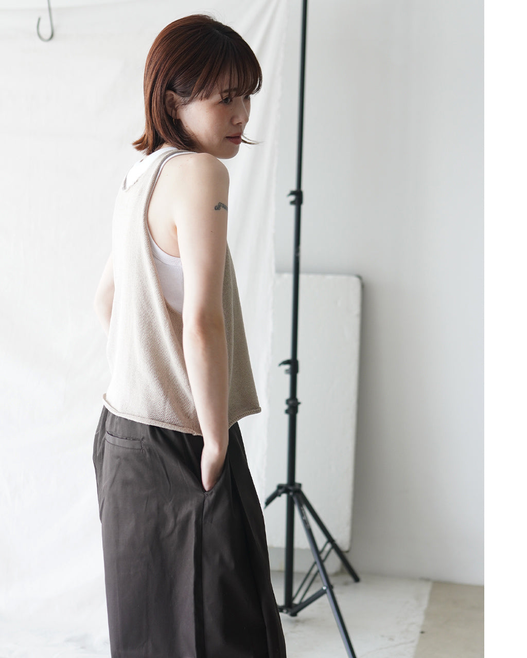 mizuiro ind ミズイロインド Uネックショートベスト レディース U neck