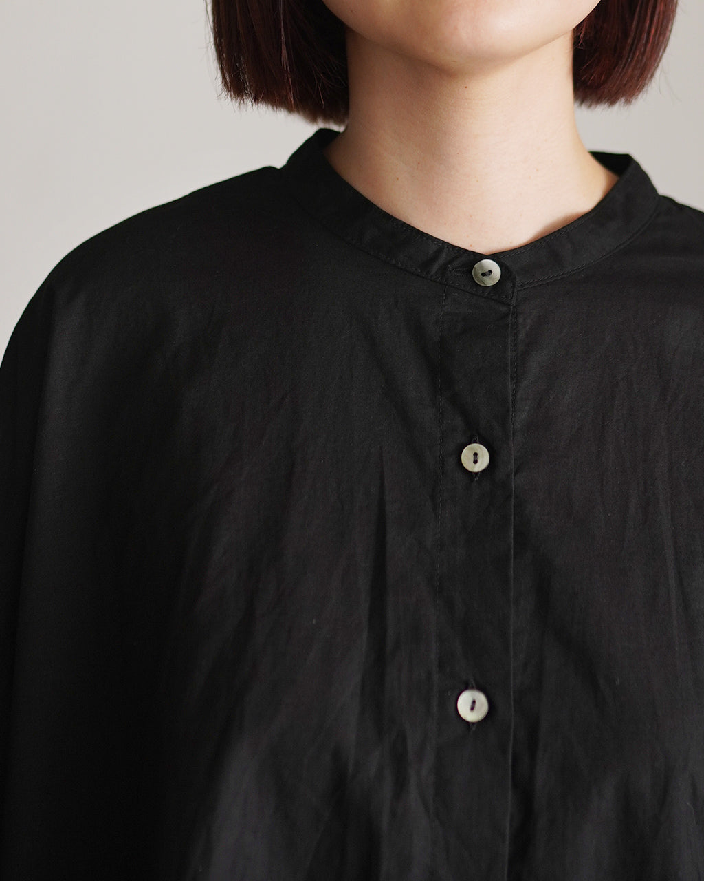 mizuiro ind ミズイロインド cotton linen stand collar wide shirt