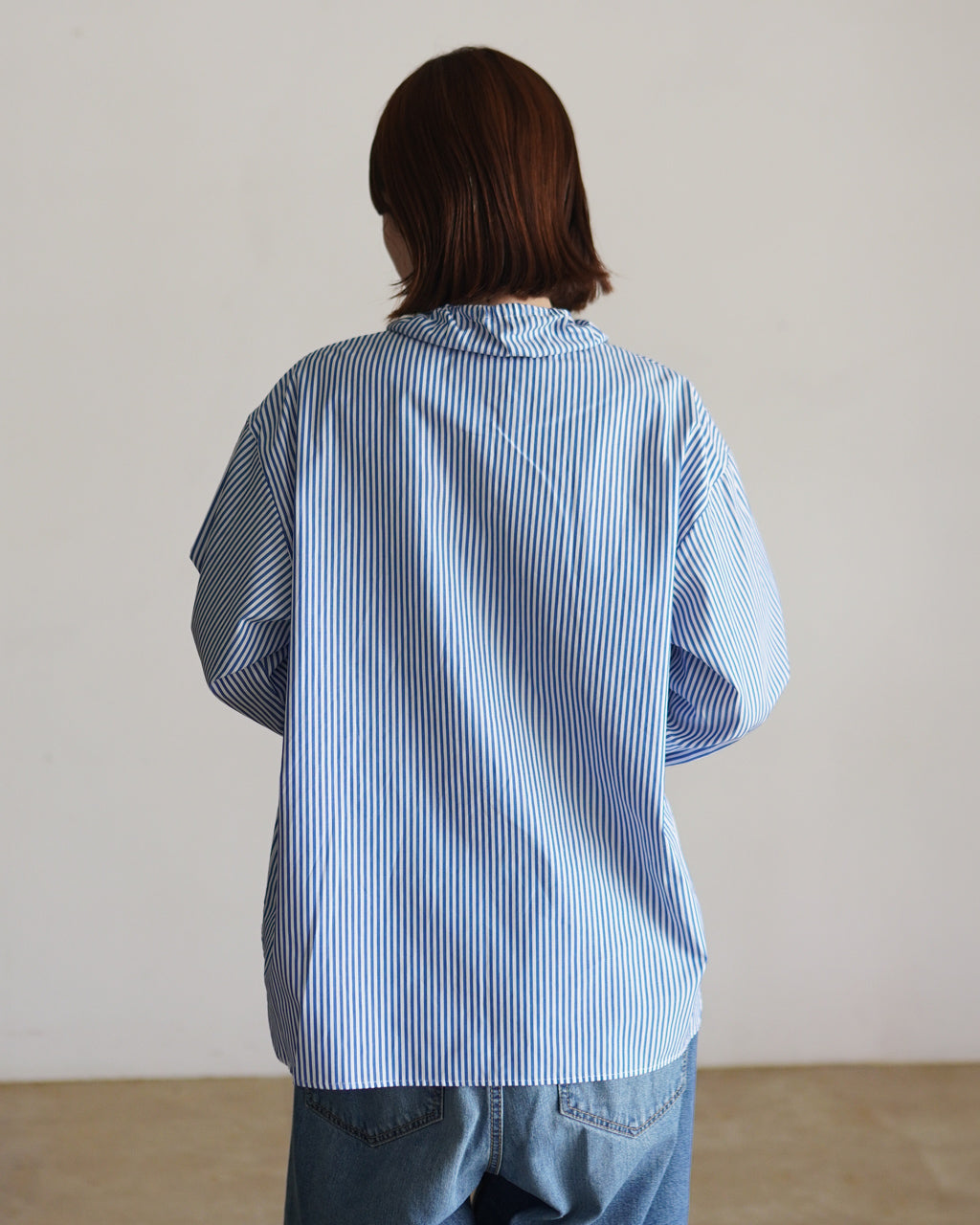 mizuiro ind ミズイロインド stripe gather neck shirt ストライプ