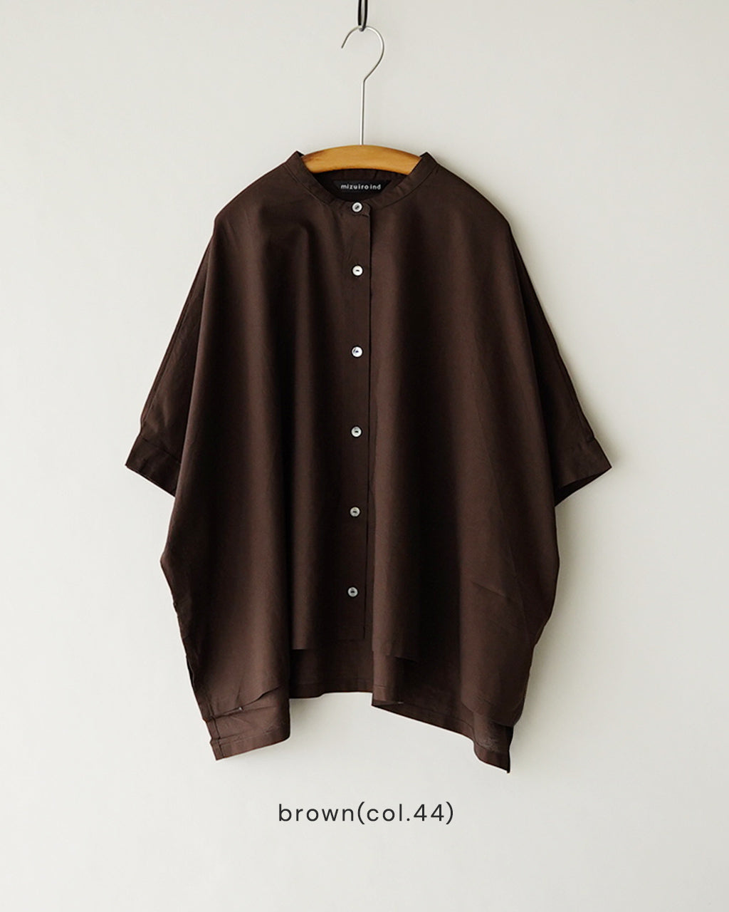 mizuiro ind ミズイロインド cotton linen stand collar wide shirt