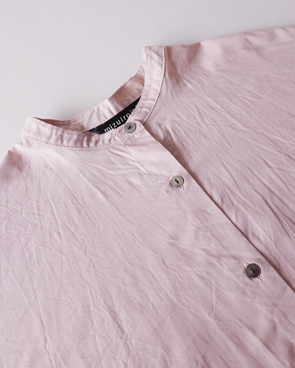 mizuiro ind ミズイロインド cotton linen stand collar wide shirt