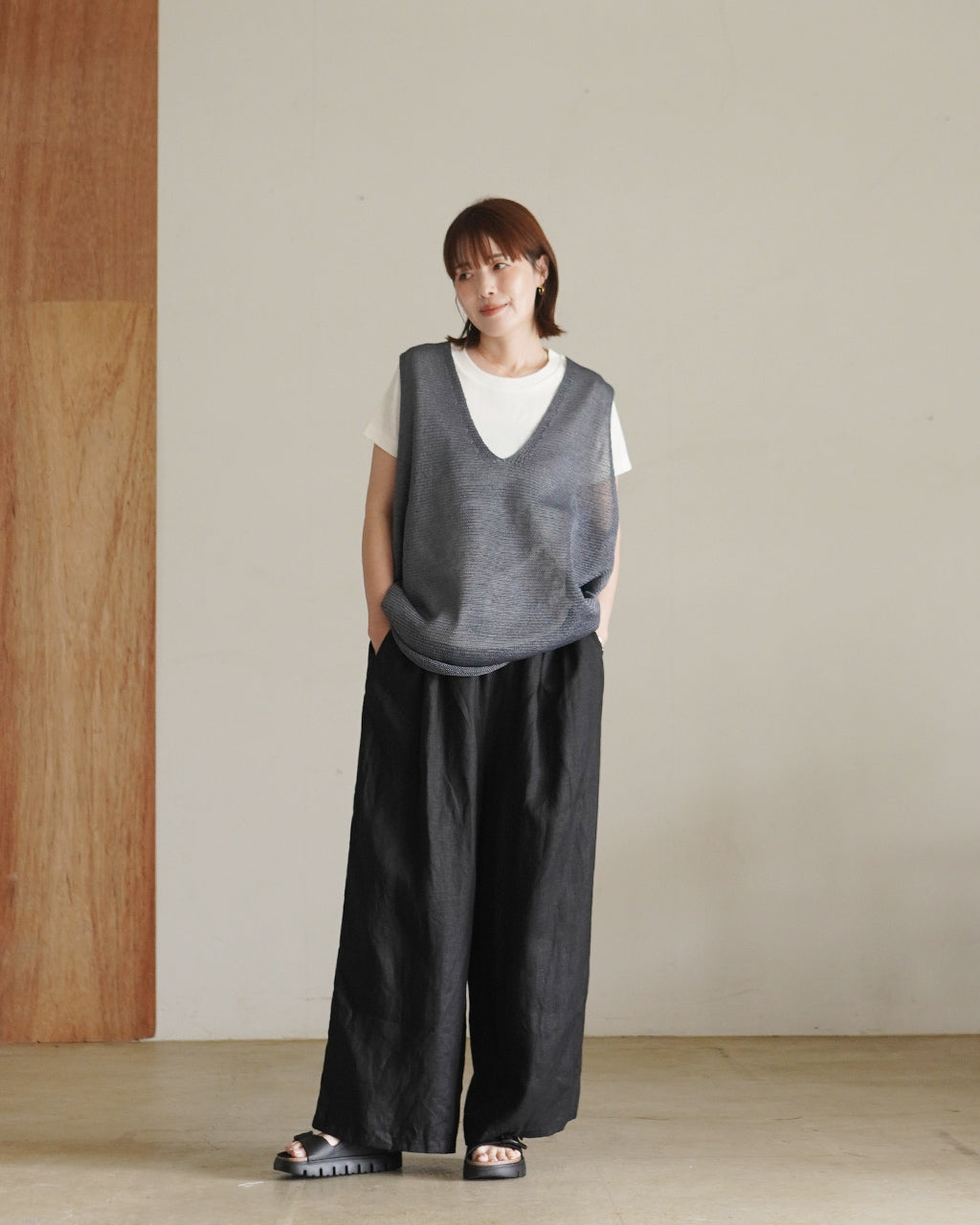 mizuiro ind ミズイロインド linen wide easy リネン ワイド イージー パンツ | Crouka(クローカ)