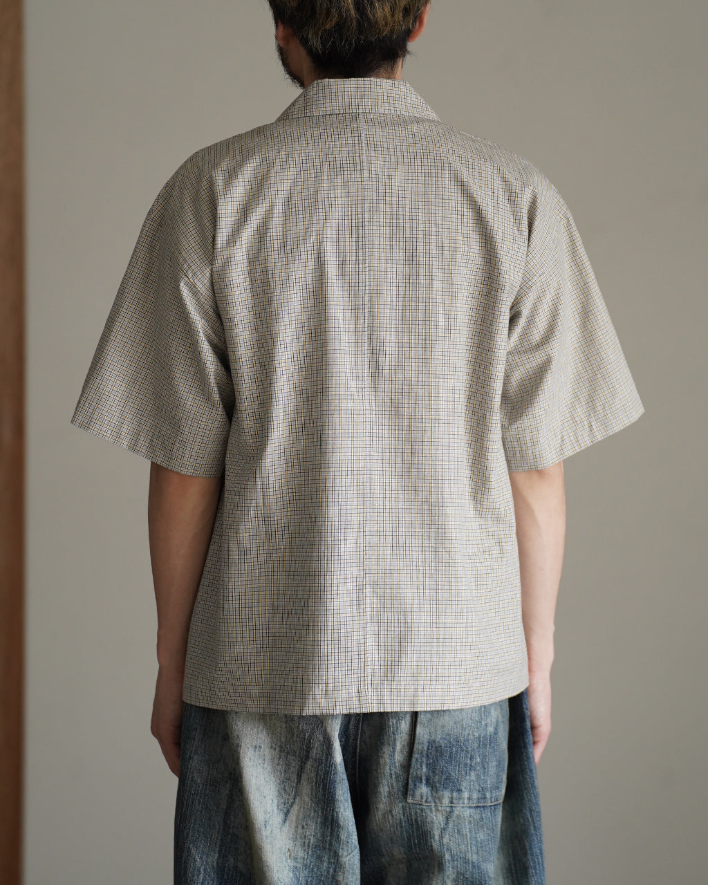 GR7 MIXED POPLIN CHECK S/S OPEN-COLLAR SHIRT M72-781