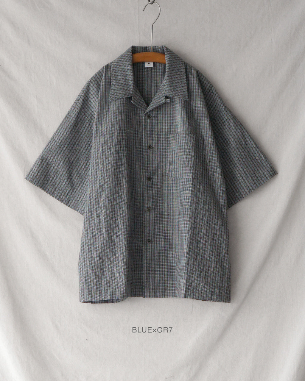 GR7 MIXED POPLIN CHECK S/S OPEN-COLLAR SHIRT M72-781
