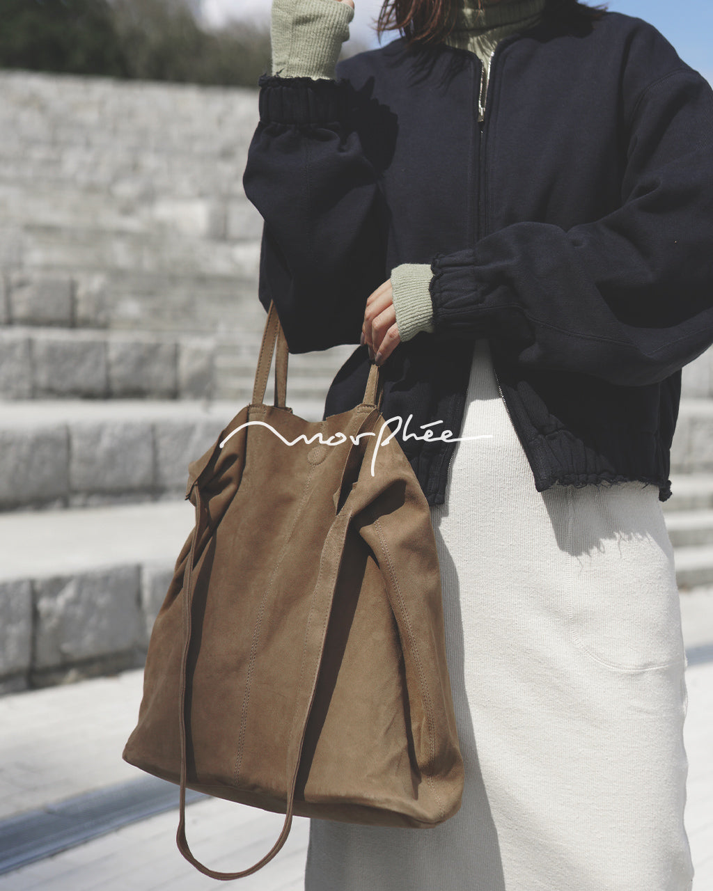 Morphee モルフェ 3WAY ラージ トート バッグ スエード キャメル 3WAY LARGE TOTE SUEDE CAMEL L-SCML-103 【送料無料】【クーポン対象外】正規取扱店