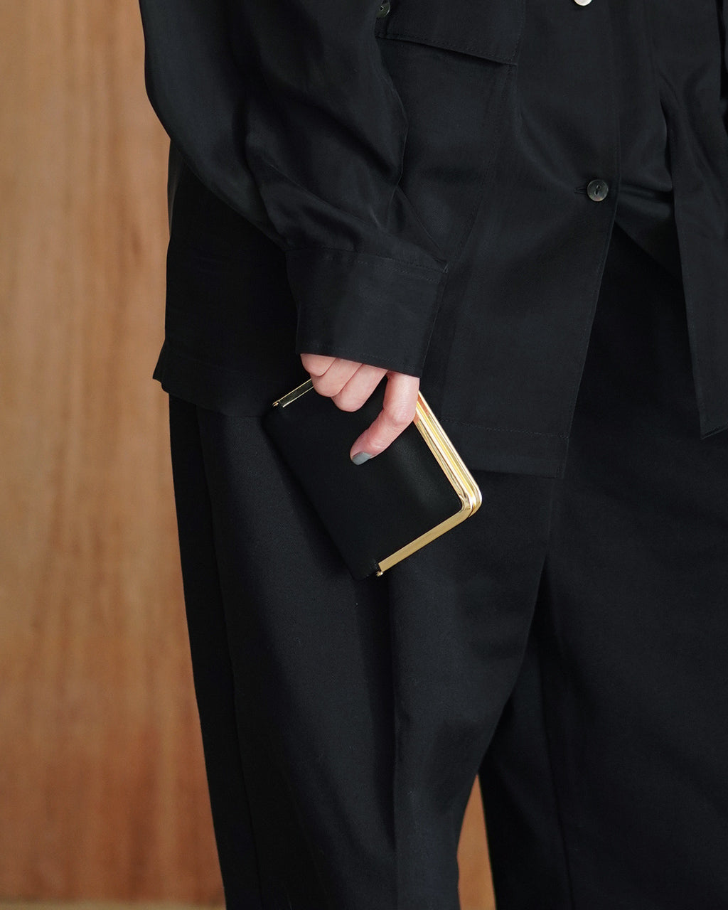 Framed Leather Half Wallet MSA-HW-BLK