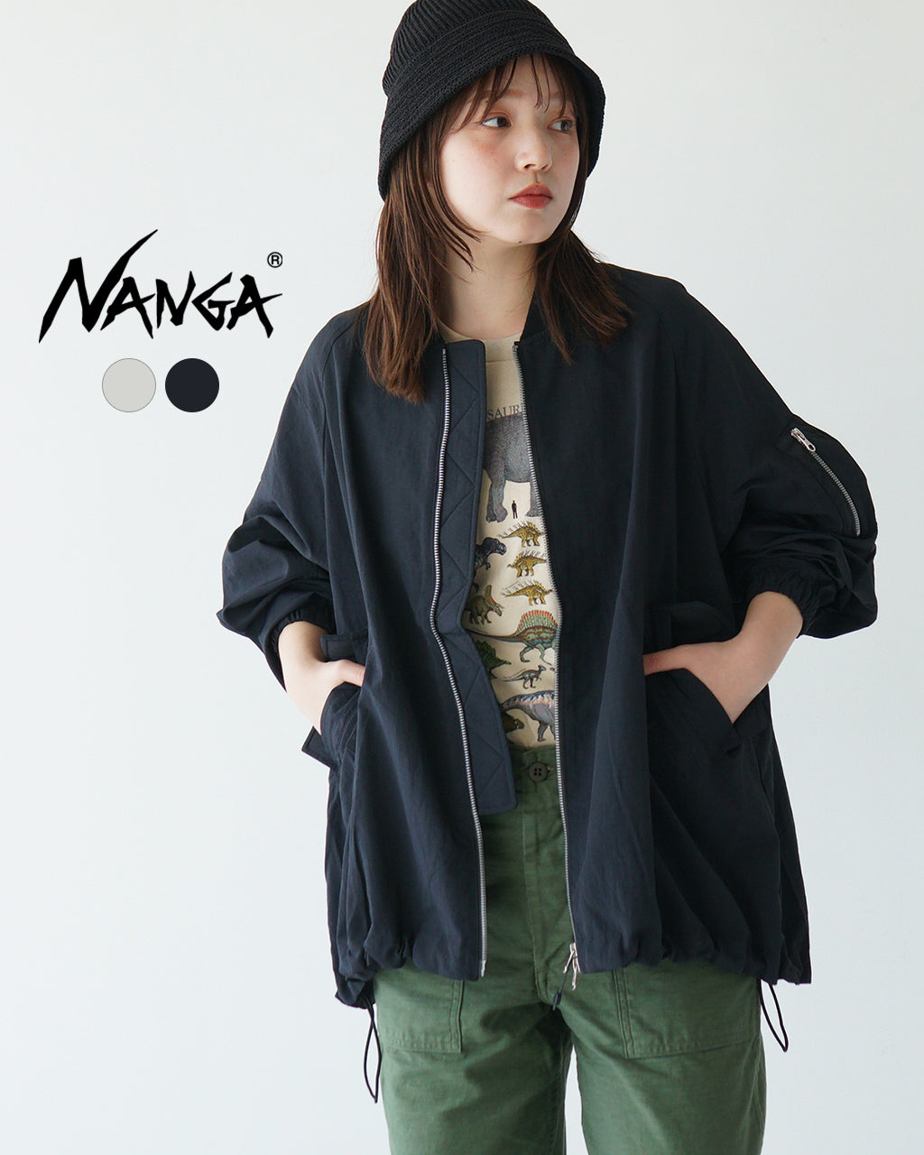 NANGA ナンガ ナイロンタッサー ジャケット NYLON TUSSER JKT W ライトアウター ブルゾン 軽量 撥水 Aライン コクーンシルエット ボンバージャケット N2501-1P503B 速乾 ラグランスリーブ【送料無料】