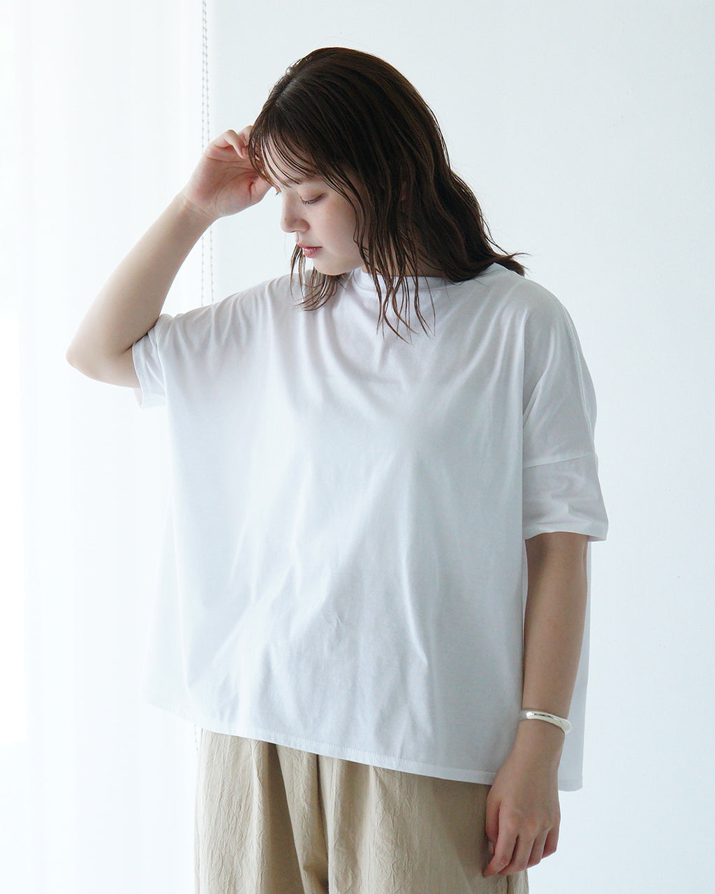 NARU ナル 110/2サイロプレミアム エアリーシャツ 半袖 Tシャツ カットソー ワイドT 接触冷感 UVカット ドロップショルダー 629201【クーポン対象外】