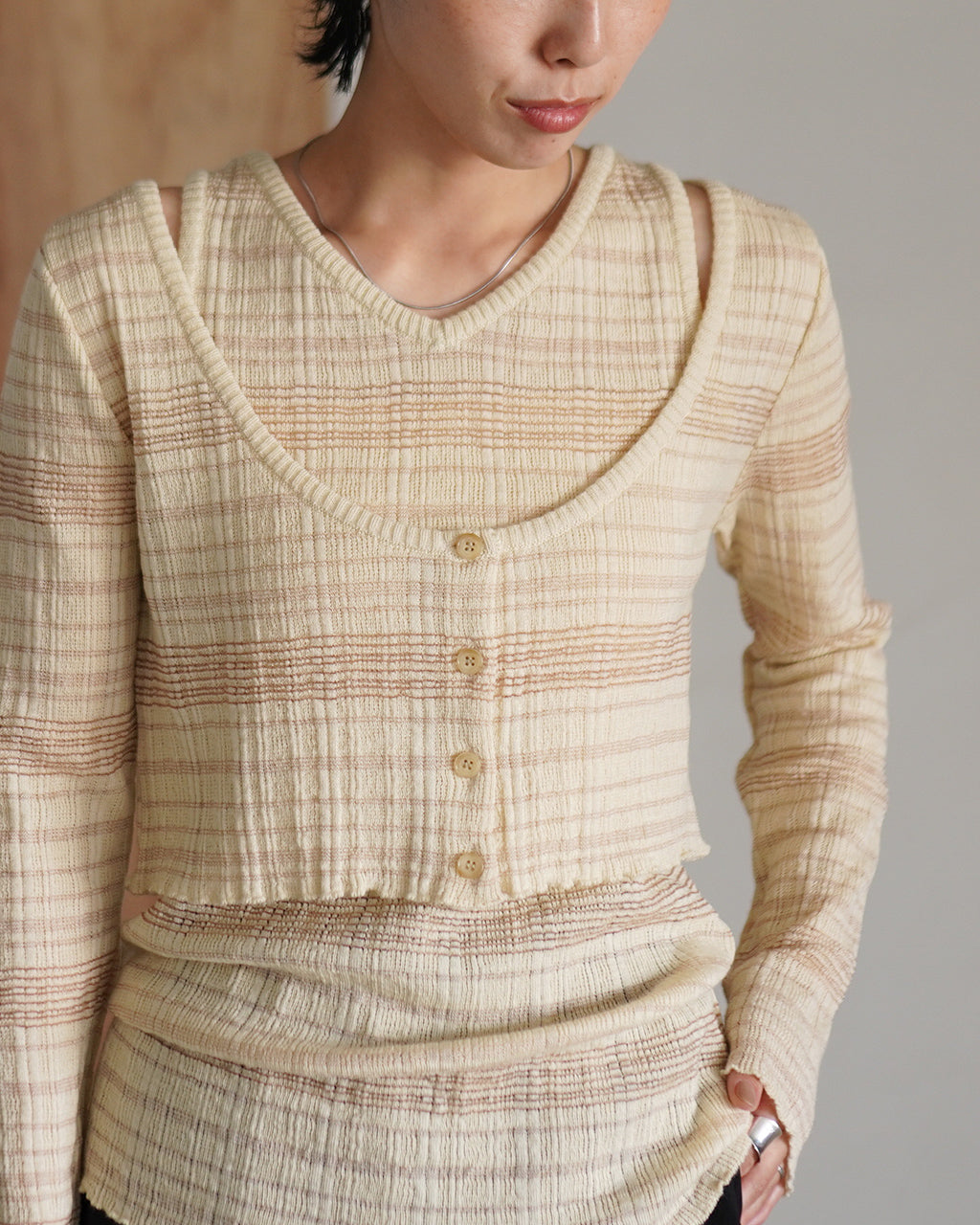 ENSEMBLE GLENCHECK BORDER KNIT OK046-5A
