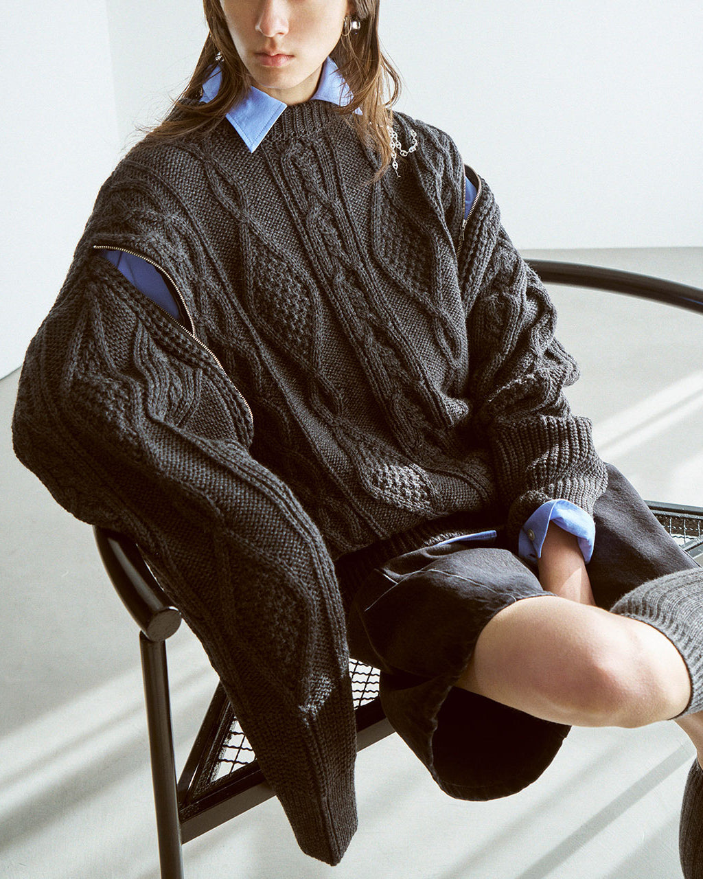 NEPLA. ネプラ アランニット ジップ プルオーバーニット レディース