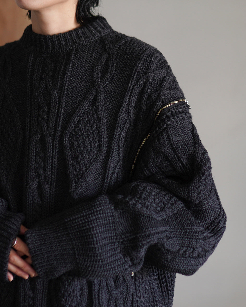 NEPLA. ネプラ アランニット ジップ プルオーバーニット レディース