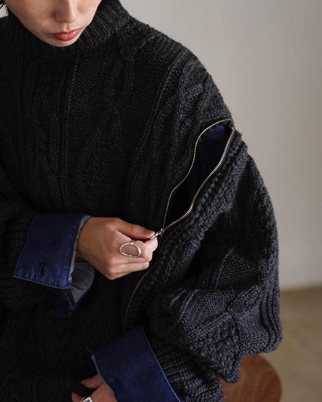 NEPLA. ネプラ アランニット ジップ プルオーバーニット レディース