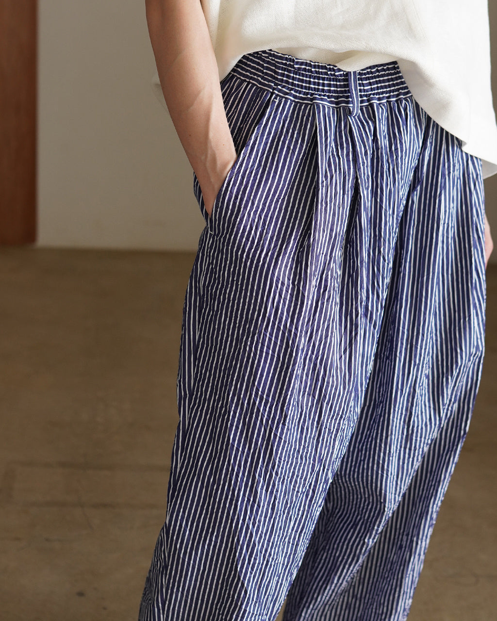 2 TUCK WIDE PANTS STRIPE HAKU-CC