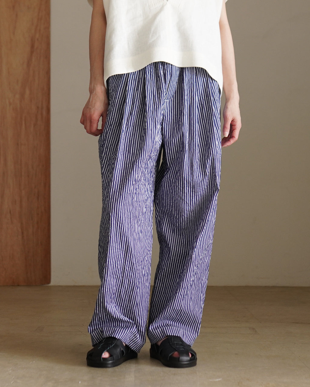 2 TUCK WIDE PANTS STRIPE HAKU-CC