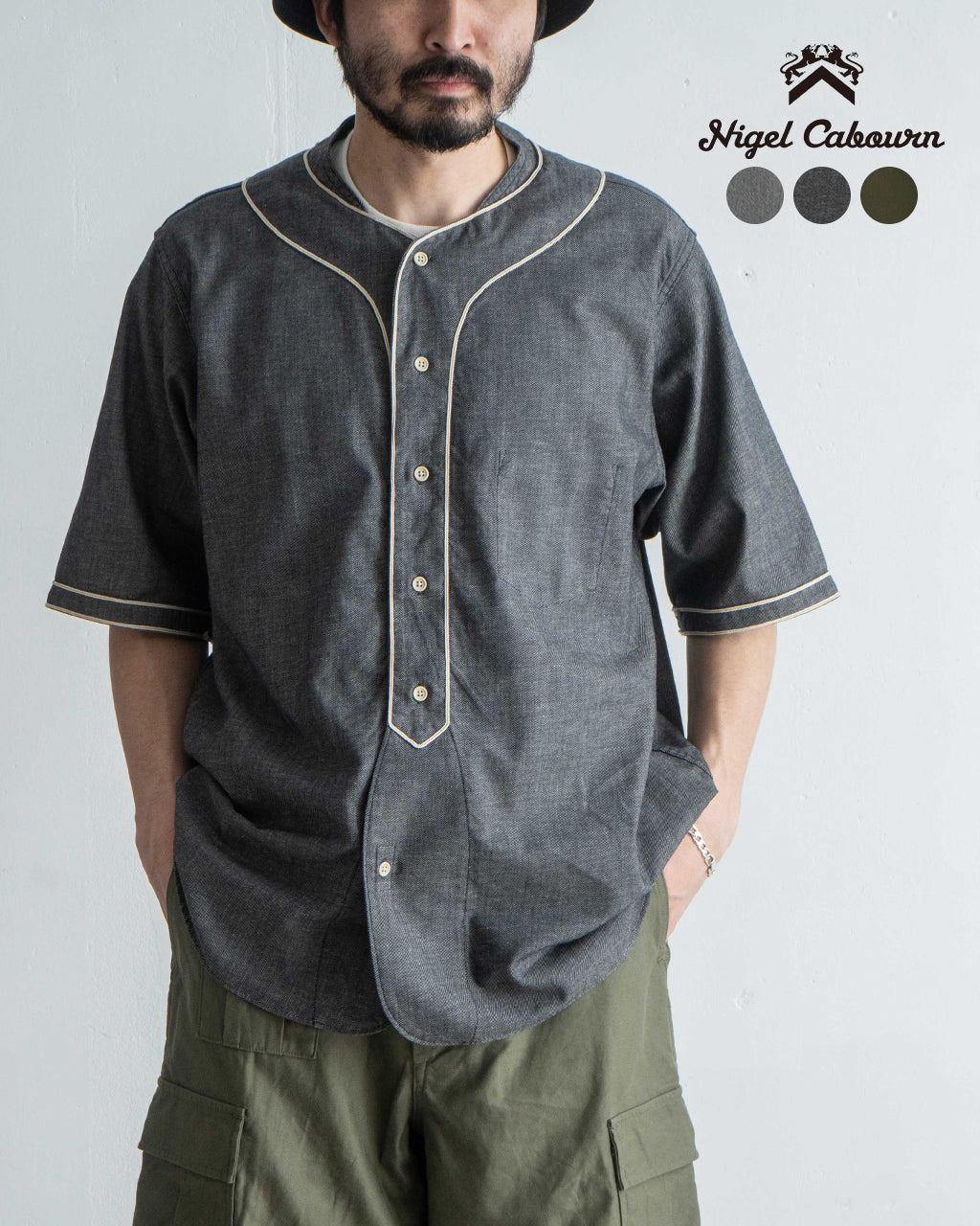 ＼早得24時間限定ポイント10倍／Nigel Cabourn ナイジェル・ケーボン ベースボールシャツ ショートスリーブ TYPE2 BASEBALL SHIRT S/S TYPE2 半袖 80500011002【送料無料】