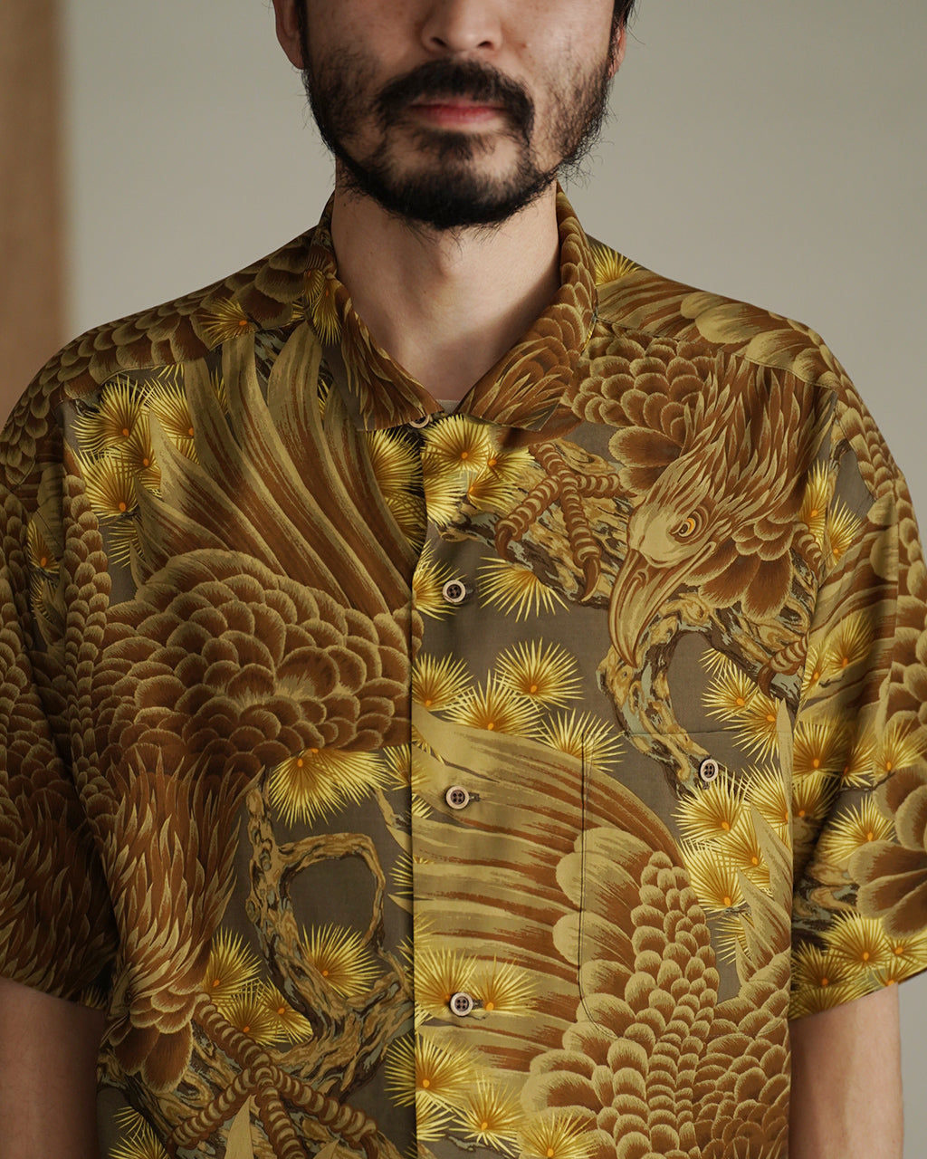 Nigel Cabourn ナイジェル・ケーボン ALOHA SHIRT EAGLE アロハシャツイーグル 鷲 ワシ 鳥 松 | Crouka(クローカ)