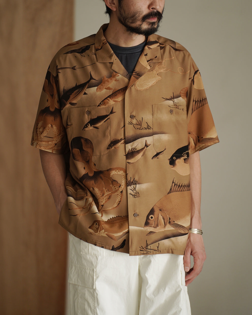 Nigel Cabourn ナイジェル・ケーボン ALOHA SHIRT GYOGUN アロハシャツ ギョグン 魚群 | Crouka(クローカ)