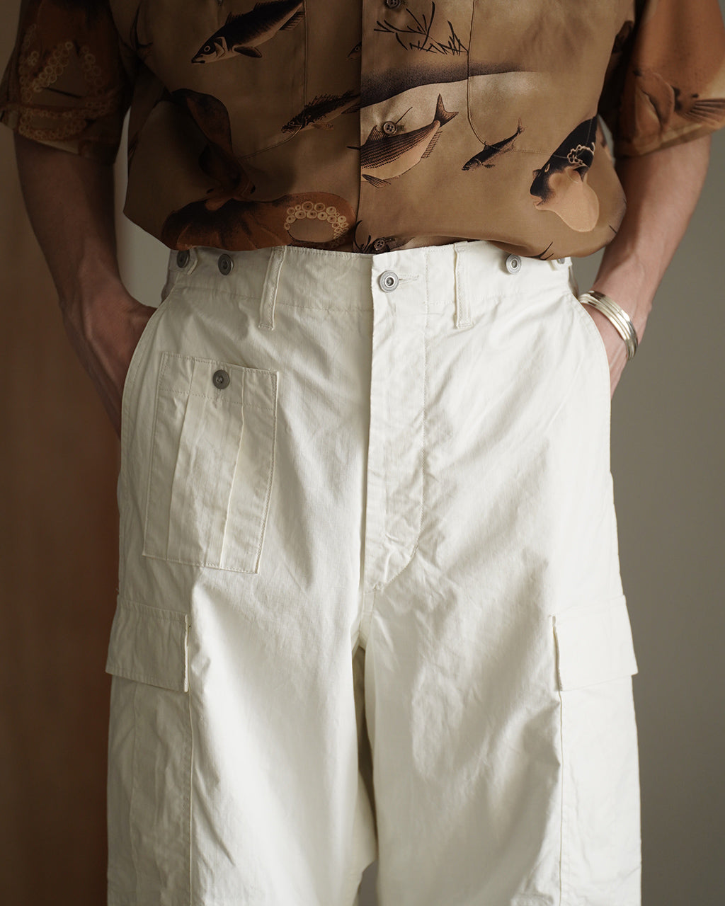 Nigel Cabourn ARMY CARGO PANT RIPSTOP PIGMENT カーゴパンツ リップストップ ホワイト｜Crouka(クローカ)