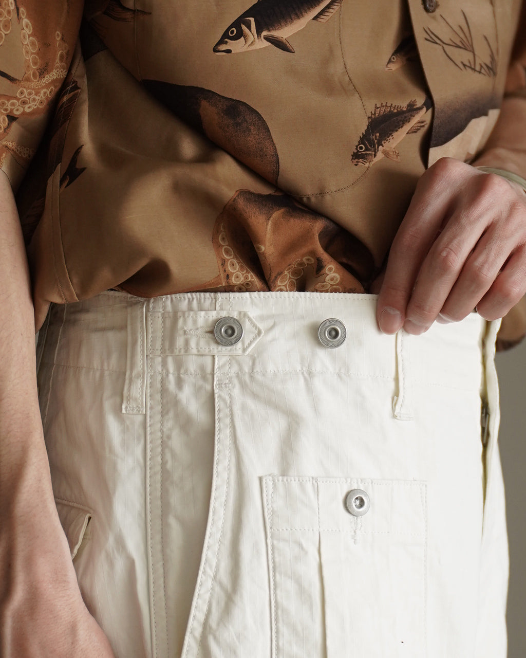 Nigel Cabourn ARMY CARGO PANT RIPSTOP PIGMENT カーゴパンツ リップストップ ホワイト｜Crouka(クローカ)