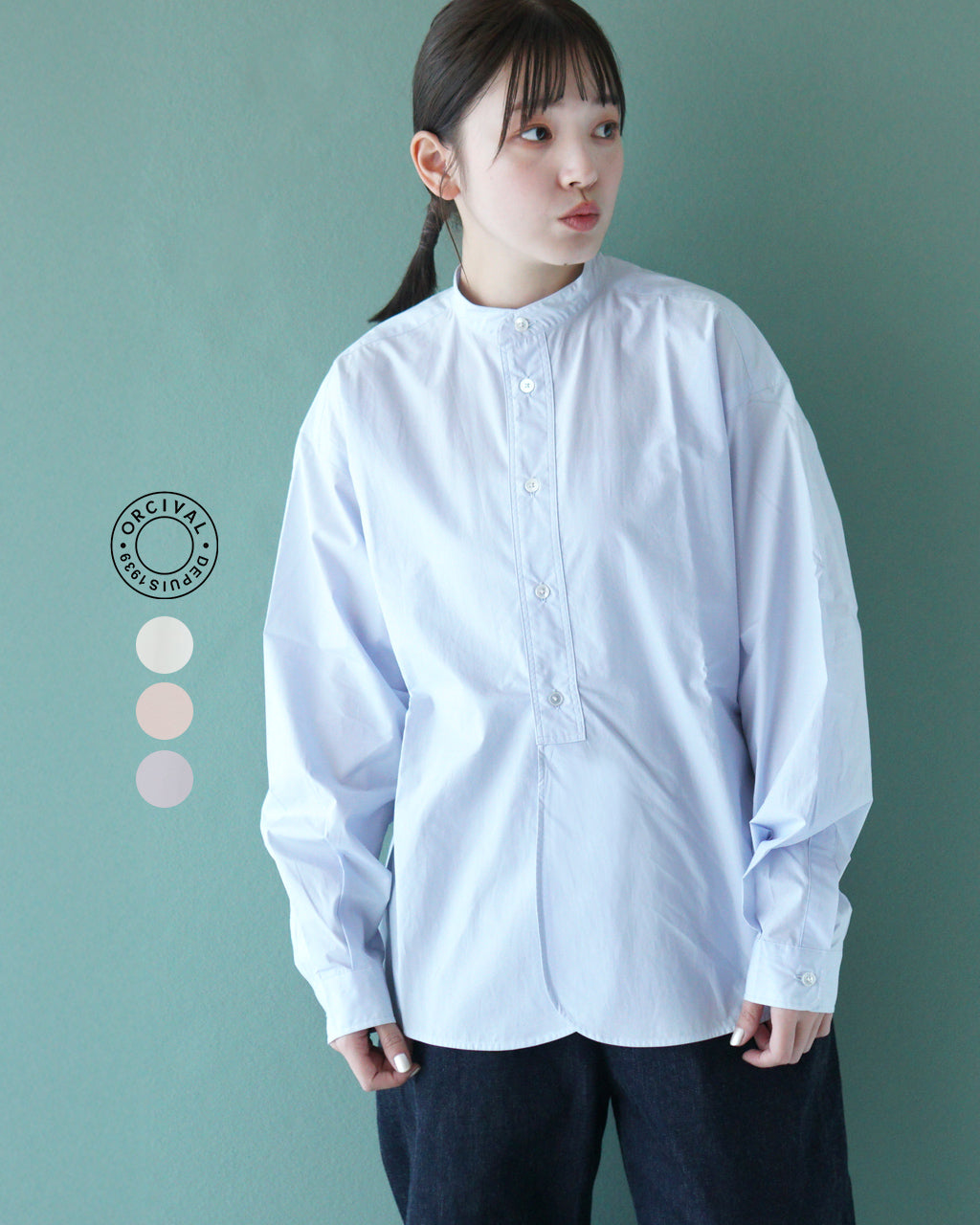 【先行予約：2025年3月上旬頃入荷予定】ORCIVAL オーシバル バンドカラーシャツ BAND COLLAR SHIRT OR-B0273 TYG【クーポン対象外】【送料無料】