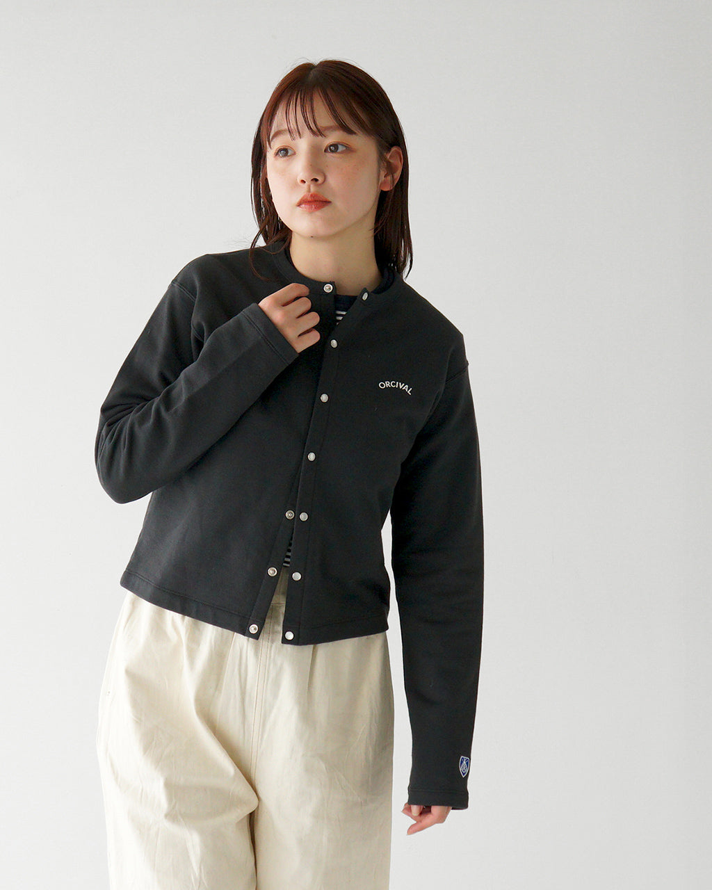 ORCIVAL オーシバル クルーネック カーディガン Light French Terry Crew Neck Cardigan ライトフレンチテリー 裏毛 スウェット地 セットインスリーブ ショート丈 OR-C0435 MAZ【送料無料】