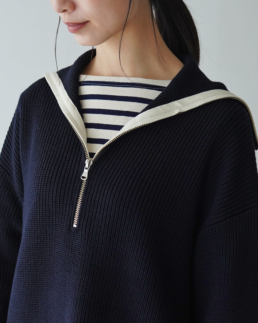 【SALE！30%OFF】ORCIVAL オーシバル セーラーカラー ハーフジップニット  Sailor Collar Half Zip Knit プルオーバー OR-D0105 EFM