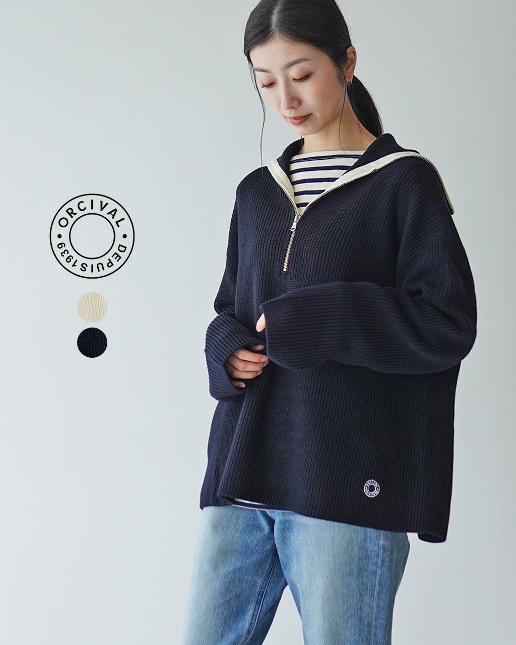 ORCIVAL オーシバル セーラーカラー ハーフジップニット  Sailor Collar Half Zip Knit プルオーバー OR-D0105 EFM　