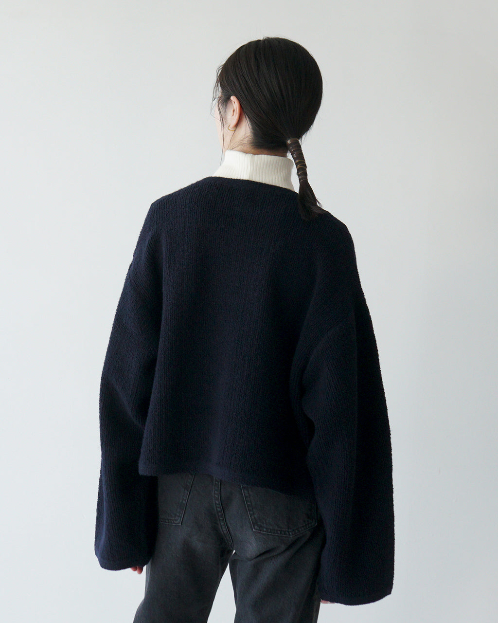 【SALE！20%OFF】ORCIVAL オーシバル ニットカーディガン CREW NECK CARDIGAN クルー ネック ドロップショルダー OR-D0106 BCK