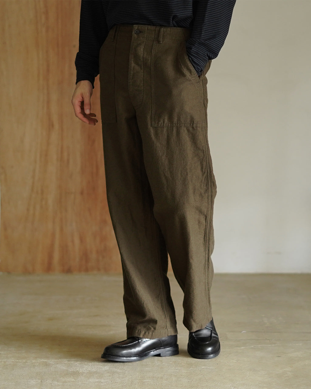 RELAX FIT COTTON LINEN MOLESKIN FATIGUE PANTS 01-5104