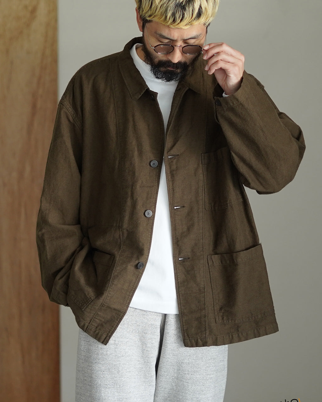 COTTON LINEN MOLESKIN RELAX FIT SIMPLE WORK JACKET 01-6061