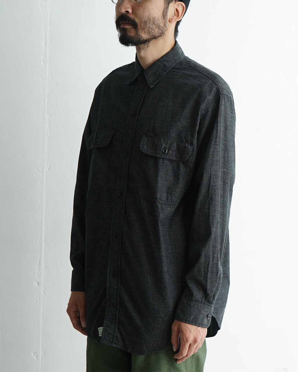 orSlow オアスロウ ブラック シャンブレー ワークシャツ BLACK CHAMBRAY WORK SHIRT 01-8064-61【送