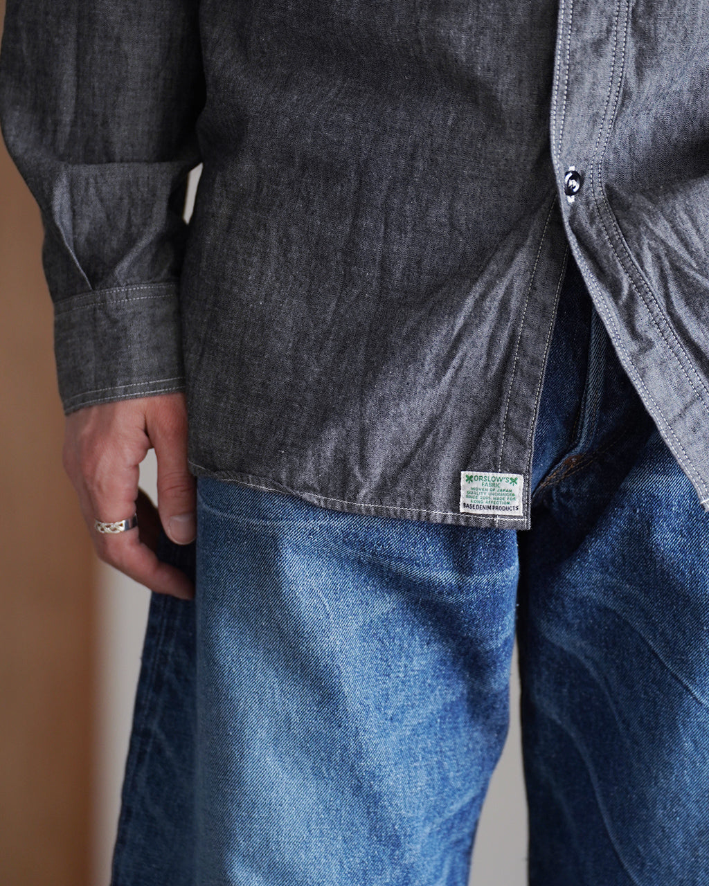 orSlow オアスロウ RELAX FIT BLACK CHAMBRAY WORK SHIRT リラックス