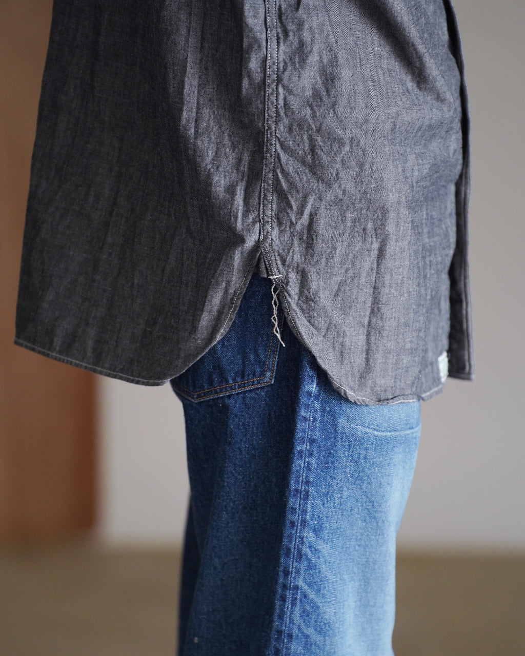 orSlow オアスロウ リラックスフィット ブラックシャンブレーワークシャツ | Crouka(クローカ)