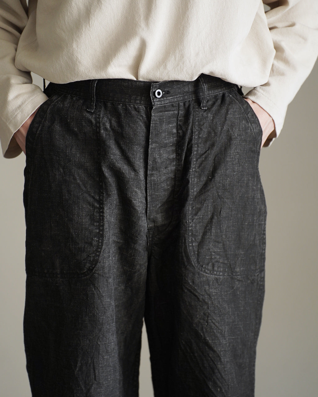 orSlow オアスロウ 第二次世界大戦 40年代 アメリカ海軍 墨染めリネン ユーティリティトラウザーズ パンツ | Crouka(クローカ)