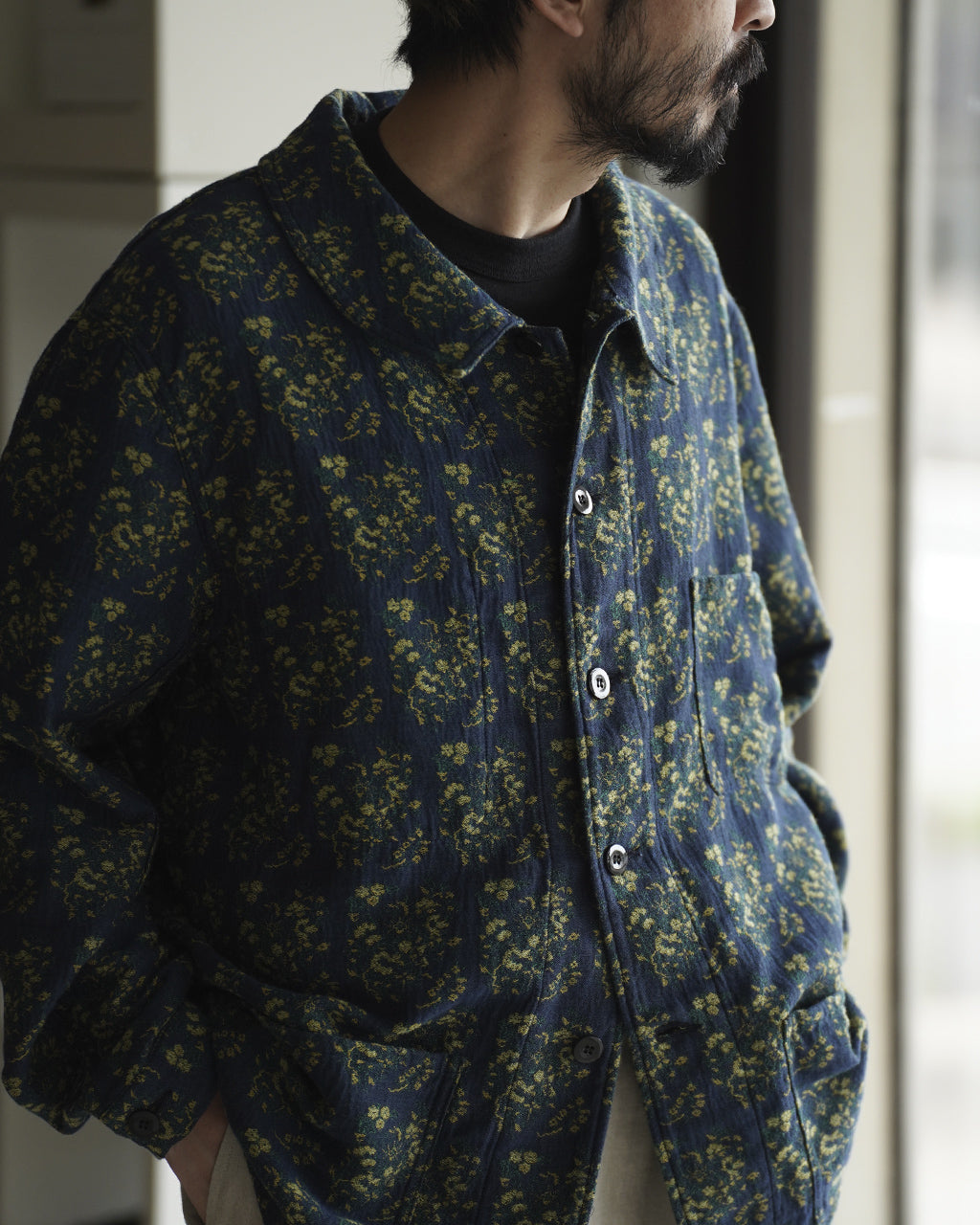 outil VESTE DRAP OV-T043-2 ジャガード織 ワークジャケット 花柄｜Crouka(クローカ)